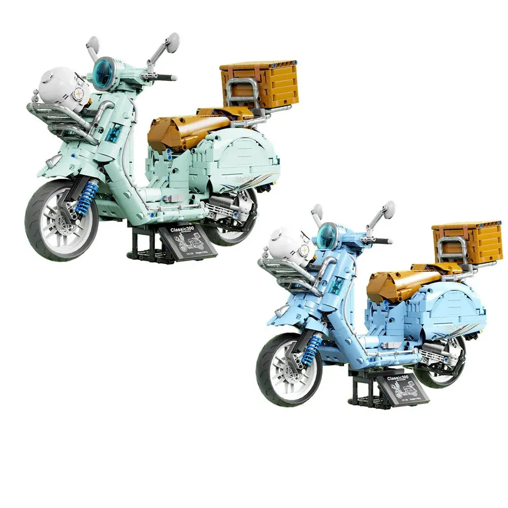 Tech MOC Vespa Classic 300 Motorcycle Bricks Toy T4025A