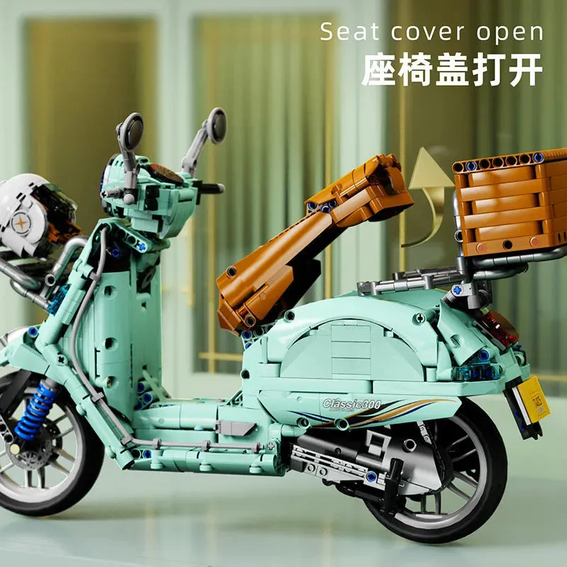 Tech MOC Vespa Classic 300 Motorcycle Bricks Toy T4025A