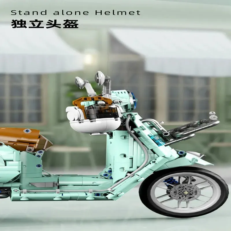 Tech MOC Vespa Classic 300 Motorcycle Bricks Toy T4025A
