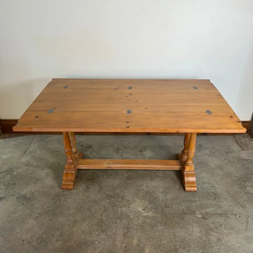 Thomasville Pine Console Table with Folding Top, Trestle Base