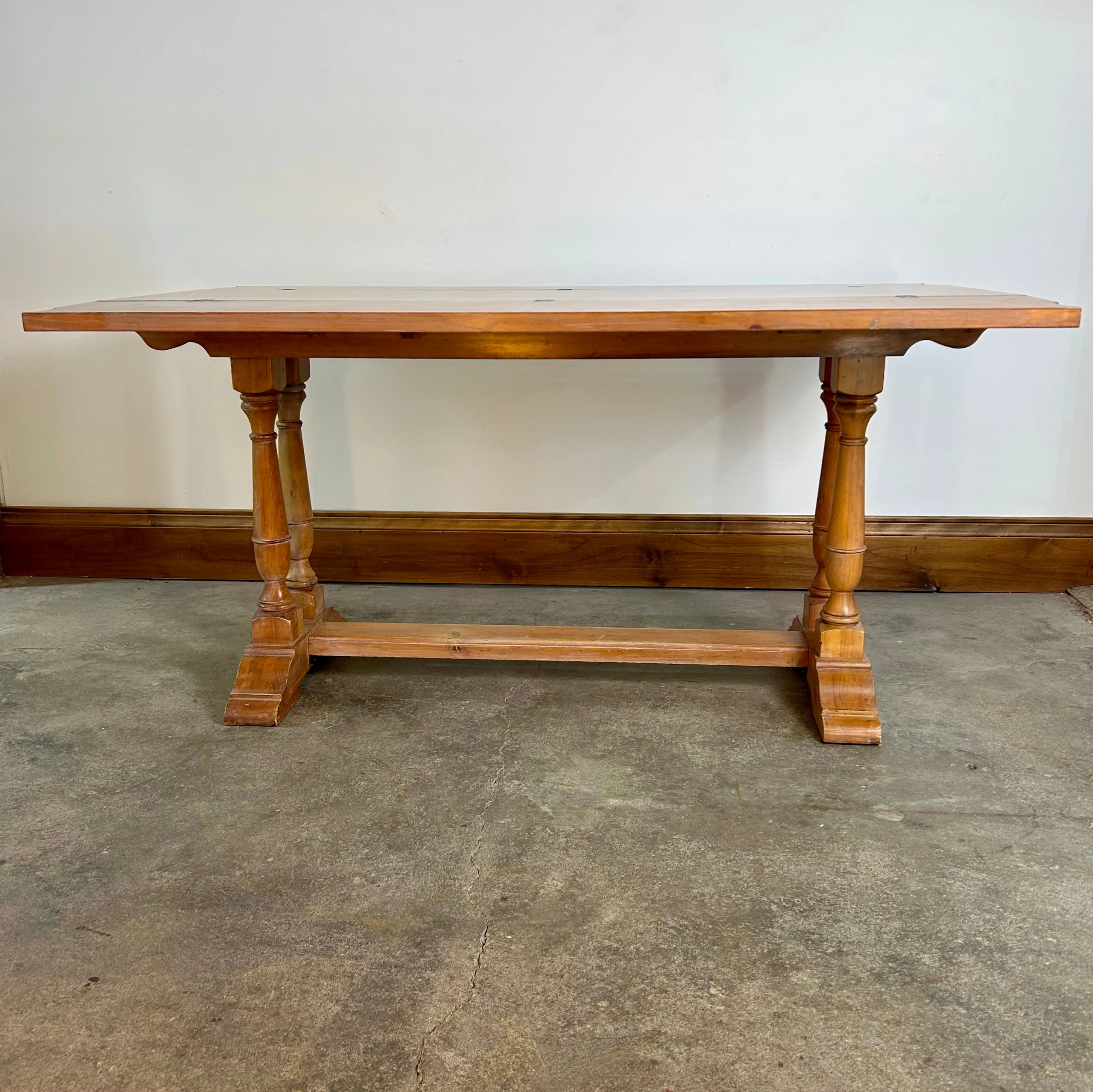 Thomasville Pine Console Table with Folding Top, Trestle Base