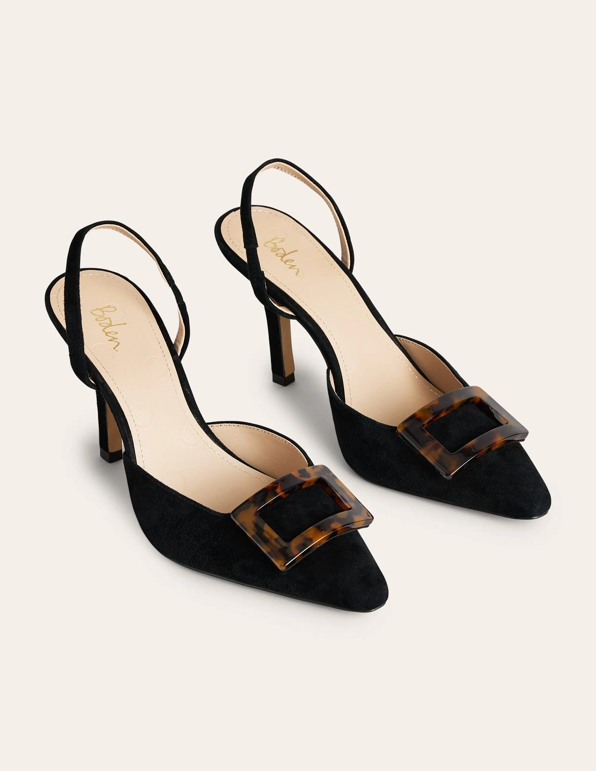 Trim Detail Slingback Courts-Black