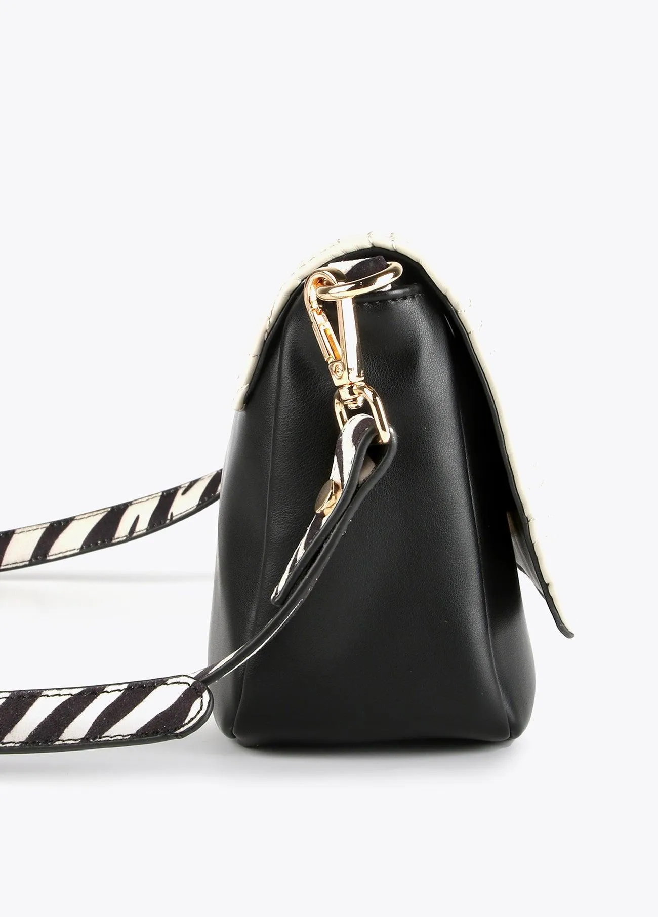 Two-tone animal print crossbody bag