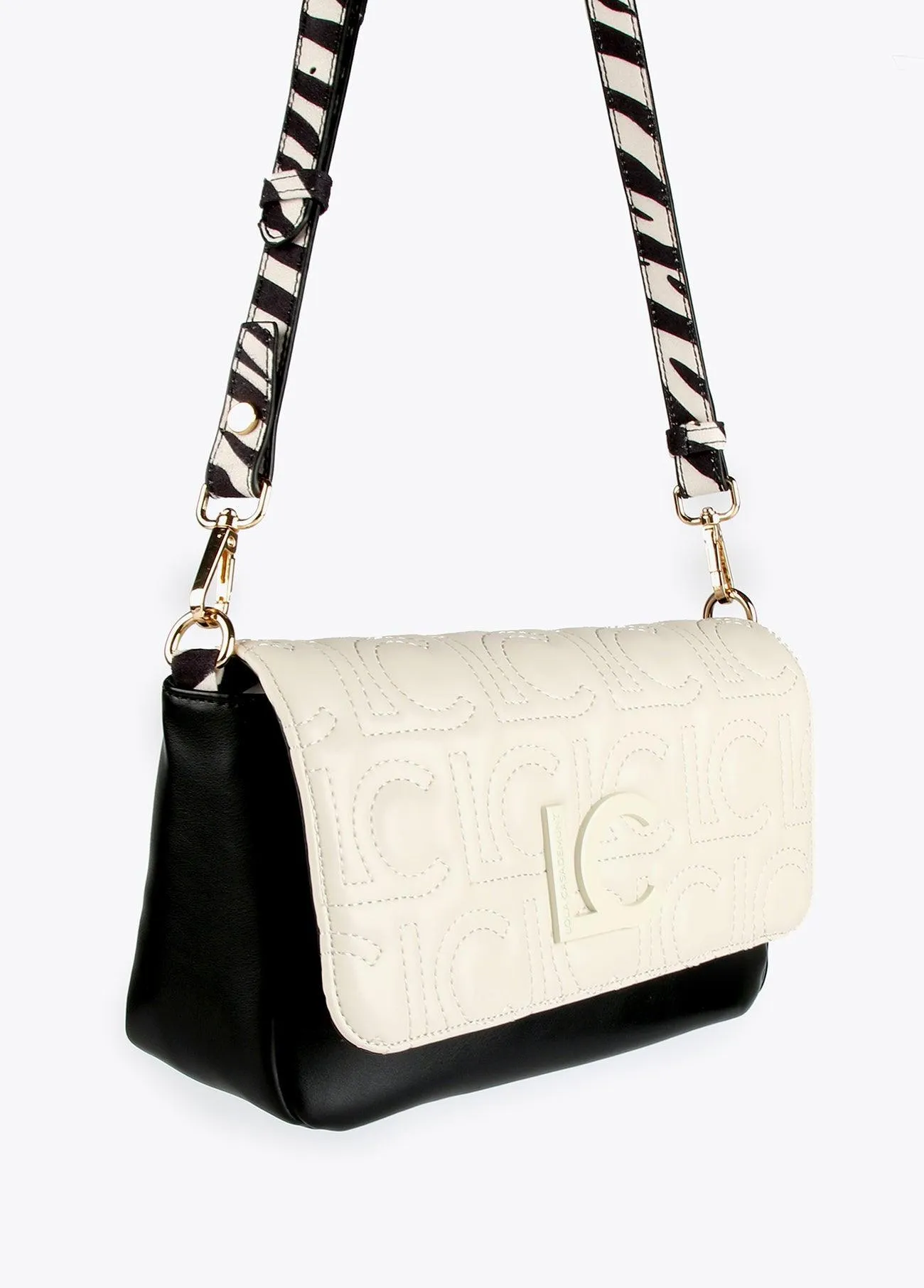 Two-tone animal print crossbody bag