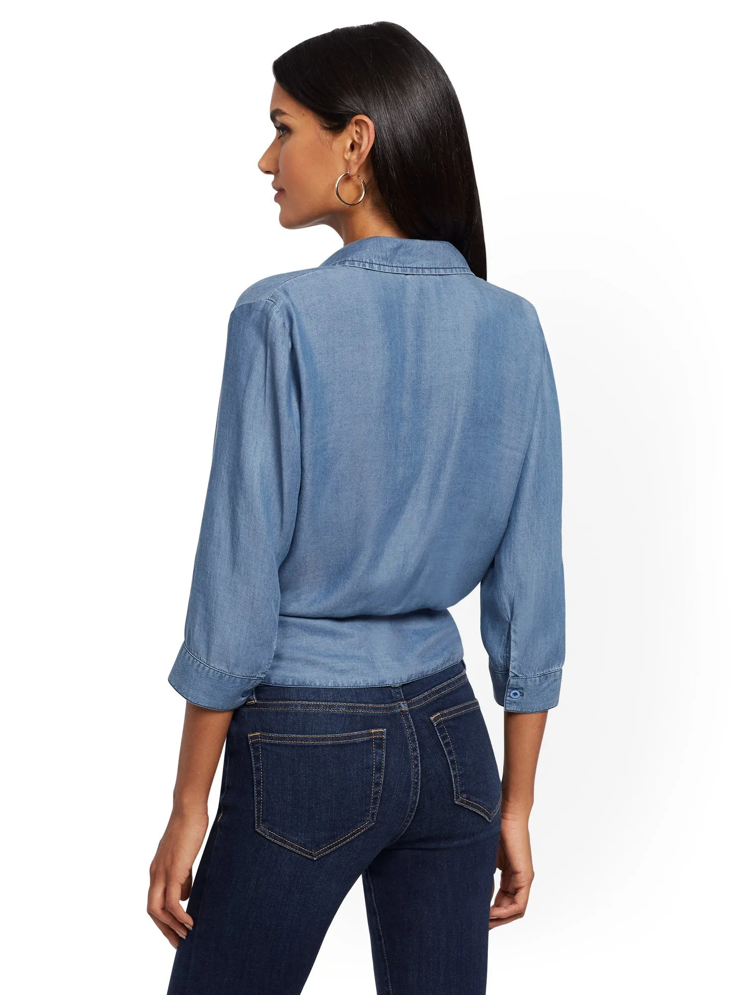 Ultra-Soft Chambray Wrap Shirt - Light Indigo