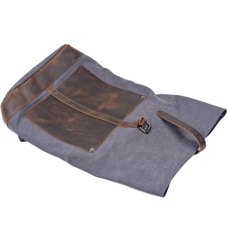 Vintage Waterproof Canvas Backpack Rucksack Roll Top Bag