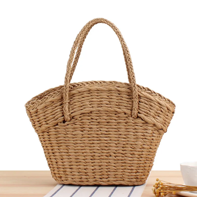 Women Rattan Woven  Straw Shell Bag