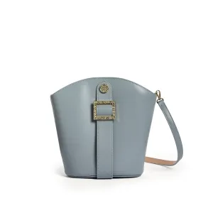 Women Susanee-Textured Buckle Bucket Bag - Dark-Grey