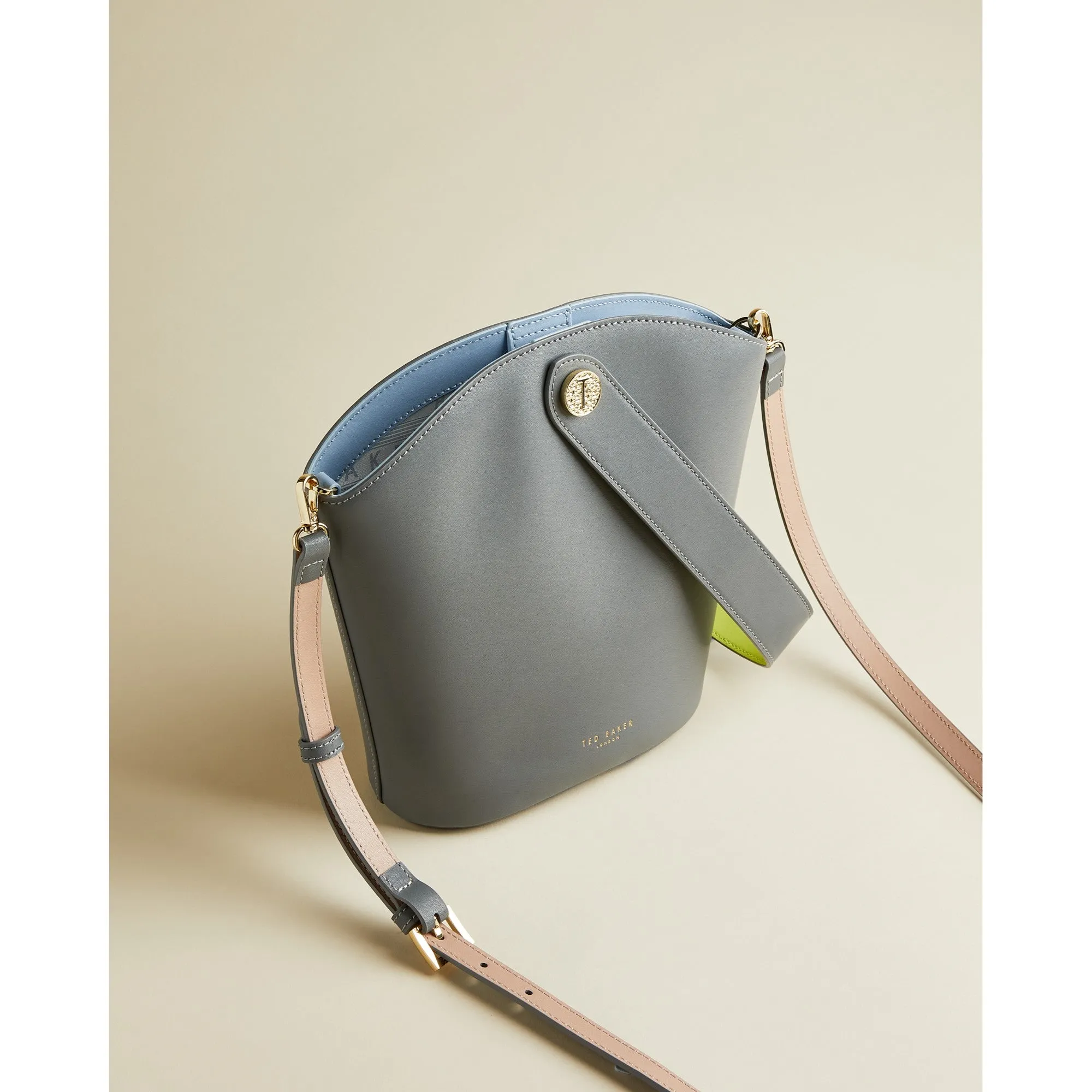 Women Susanee-Textured Buckle Bucket Bag - Dark-Grey