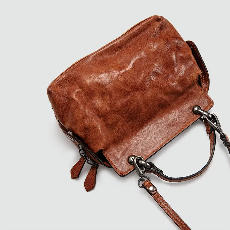 Women's Designer Tan Leather Crossbody Handbags Side Bag Purses for Womens