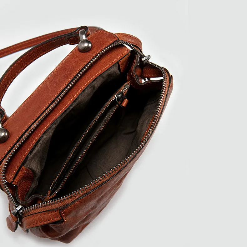Women's Designer Tan Leather Crossbody Handbags Side Bag Purses for Womens