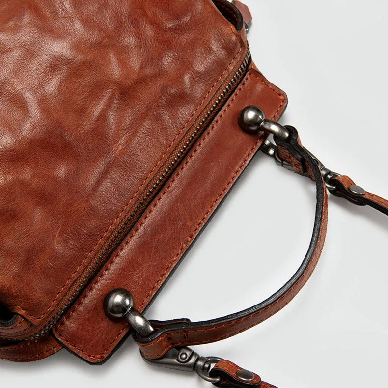 Women's Designer Tan Leather Crossbody Handbags Side Bag Purses for Womens