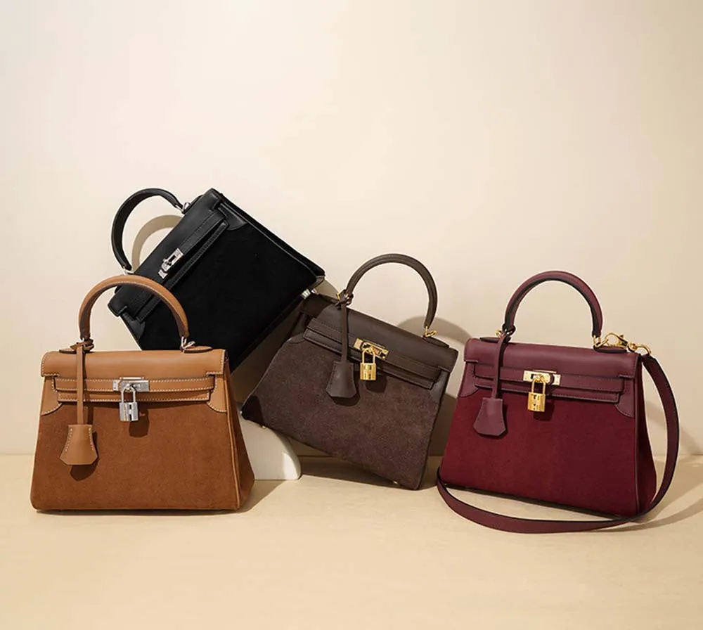 Womens Fashion Leather Padlock Satchel Tote Bag