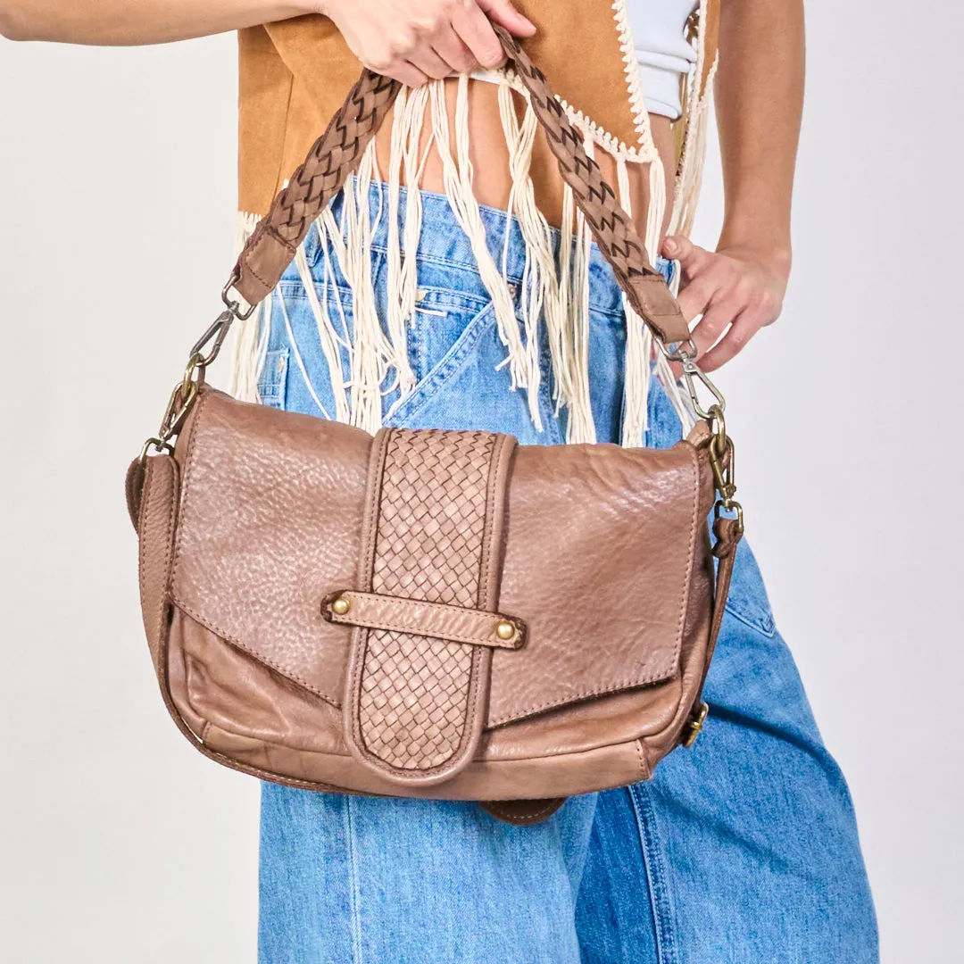 Woven accent flap crossbody bags wholesale