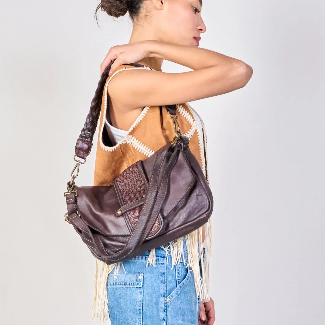 Woven accent flap crossbody bags wholesale