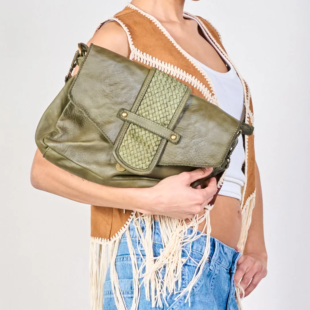 Woven accent flap crossbody bags wholesale