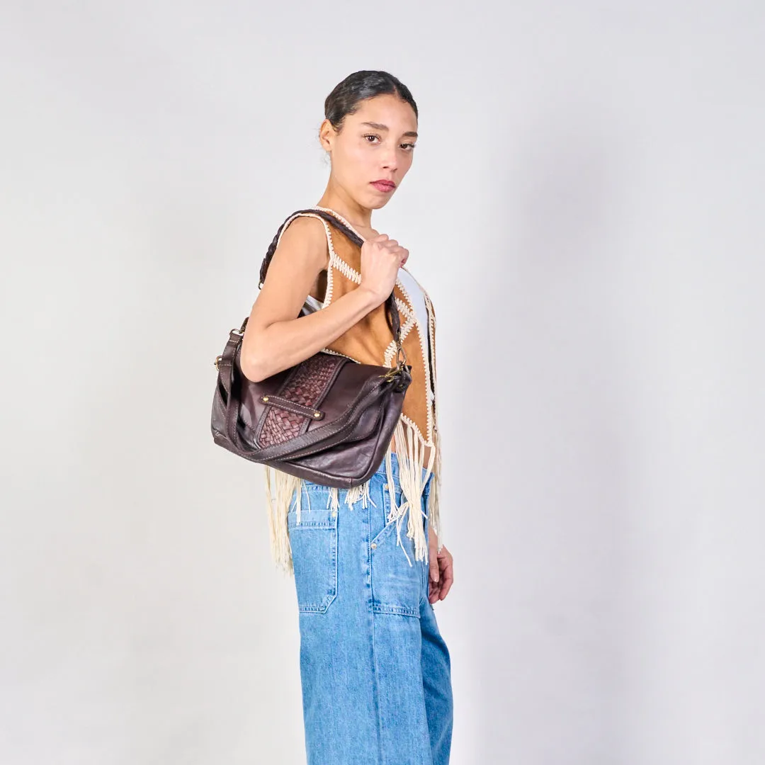 Woven accent flap crossbody bags wholesale